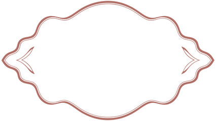 An ornate symmetrical frame with a doublelined maroon border and decorative end flourishes