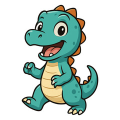 Joyful cartoon dinosaur mascot illustrations character happily walks along now