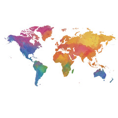 Vibrant Watercolor World Map: Global Connectivity Visual