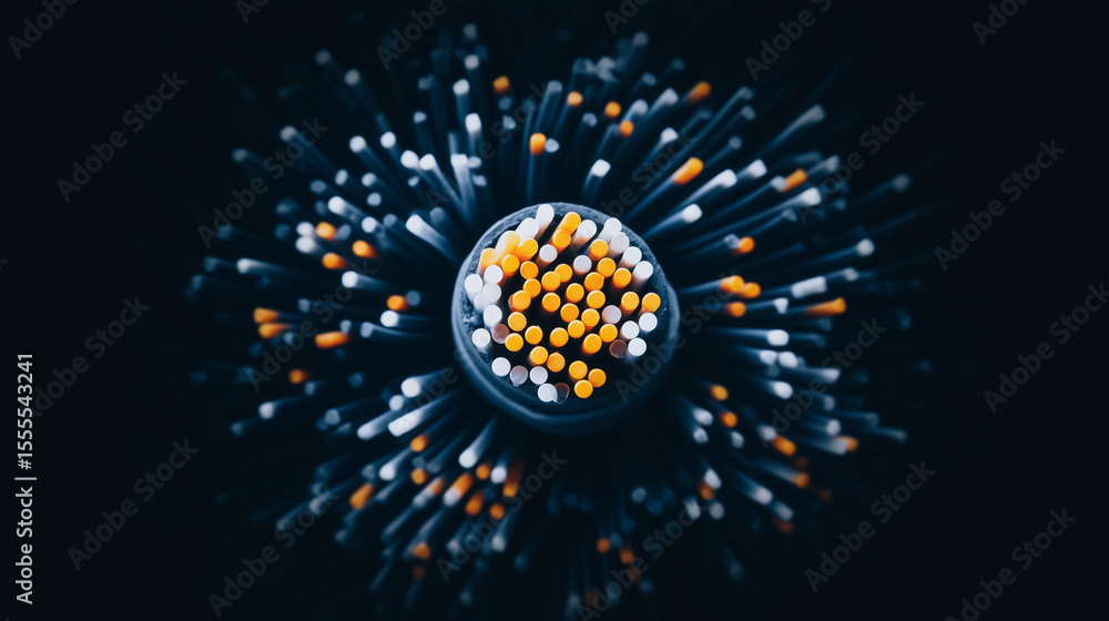 Poster artistic abstract: captivating abstract composition. the central focal point features a cluster of s