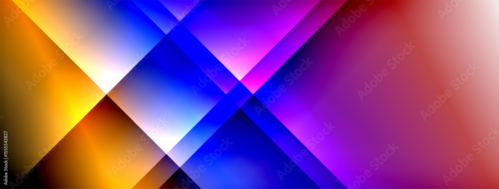 Poster Abstract colorful shapes overlap. Vibrant hues blend, creating dynamic visual effect. Modern design, bright gradients dominate composition.