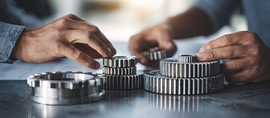 Engineers working on gear systems