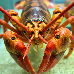 Radiant Crustacean: A stunning close-up reveals a vibrant and intricate crustacean. Featuring bold, eye-catching colors and intricate textures