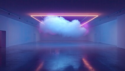Neon cloud in a modern space