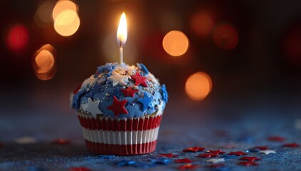 Festive cupcake with American flag design