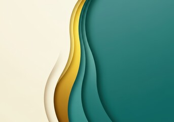 Abstract background with cream gold and teal curved layered elements
