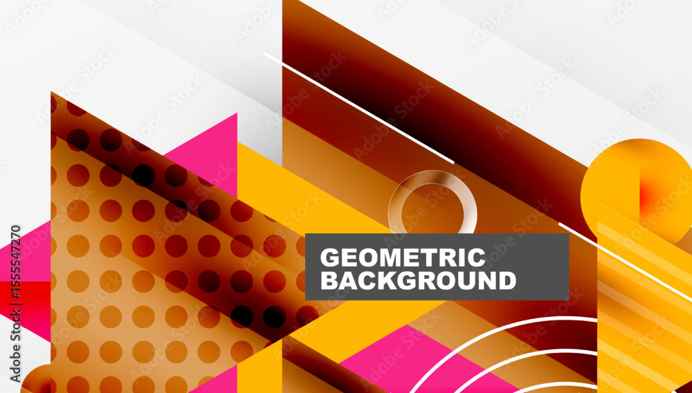 Aufkleber Abstract geometric design. Vibrant colors, shapes overlap creating dynamic composition. Modern style, suitable background element.
