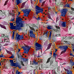 abstract fractal background with flowers