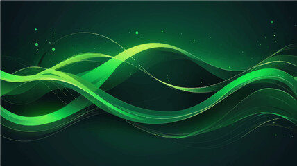 Abstract green wave background with flowing lines and light swirl design