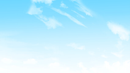 Beautiful blue sky clouds for background.  Clear blue sky background, clouds with background. Vector illustration.
