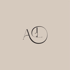 monogram wedding logo elegant and luxury style AL dinamyc curvy initial concept letter
