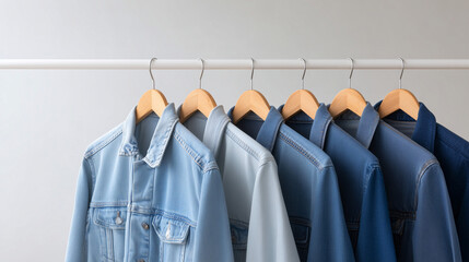 clothes hanger on hangers, clothes on hangers, blue shirts on hangers