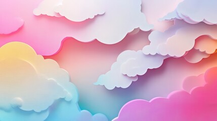 Pastel-colored cloudscape, 3D rendered illustration.