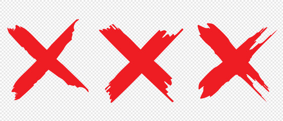 check mark, tick mark, and cross brush sign red checkmark and red X icons, buttons for vote, election choice decision, web. © Quirk Craft Studio