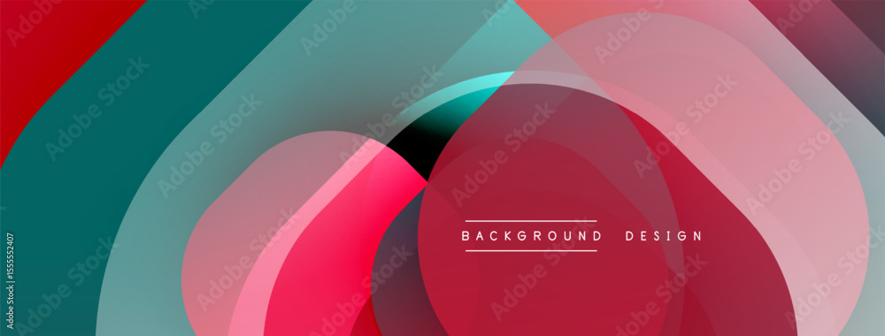 Poster Abstract fluid shapes overlap, creating dynamic red, teal composition. Modern design element for backgrounds, presentations.