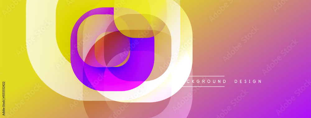 Poster abstract colorful design. overlapping circles create vibrant gradient effect. yellow, purple, orange