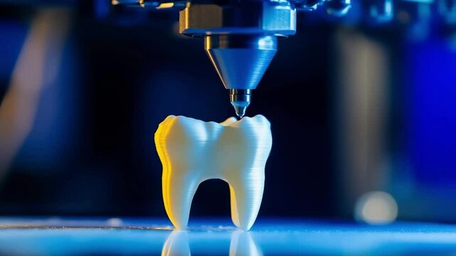 Modern 3d printing technology creates a dental implant, revolutionizing dentistry and prosthetics