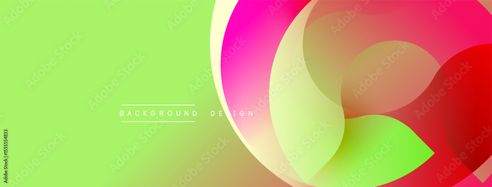 Leinwandbilder Abstract vibrant design. Overlapping circles create dynamic gradient effect. Light green background complements pink, white hues. Modern aesthetic.