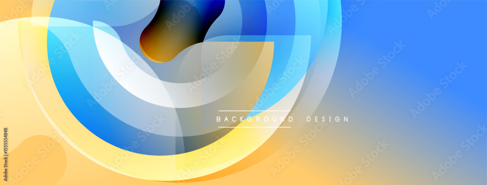 Poster Abstract flowing shapes, blue, orange gradients. Modern design element for backgrounds, banners, presentations. Smooth curves create dynamic visual.