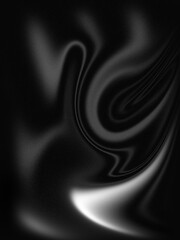 Abstract black and white liquid swirl background with grainy texture 