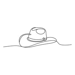 Cowboy hat continuous single line drawing vector illustration Sun Hat one Line Icon, Straw hat isolated on white background, Easter