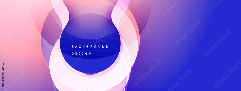 Poster Abstract gradient background. Overlapping circles create dynamic visual effect. Blue, pink hues dominate composition. Modern design element.