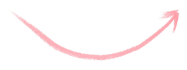 Pink arrow symbol colored pencil isolated on transparent background