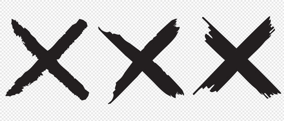 check mark, tick mark, and cross brush sign red checkmark and red X icons, buttons for vote, election choice decision, web.