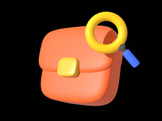 3d Vector Business Briefcase or School bag, Business, Finance, Education Concept.