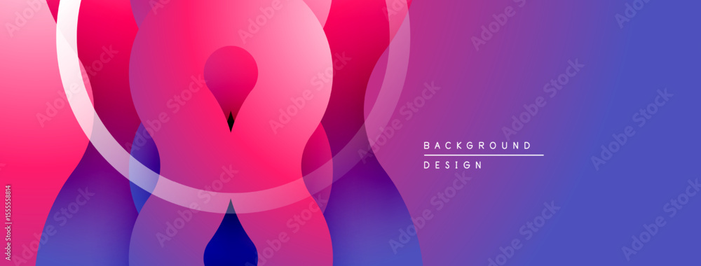 Poster Abstract gradient shapes overlap, creating vibrant visual effect. Pink, purple hues dominate composition. Modern design element.