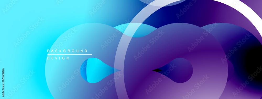 Poster abstract fluid shapes, vibrant gradients. blue transitions to purple. modern design, smooth curves, 