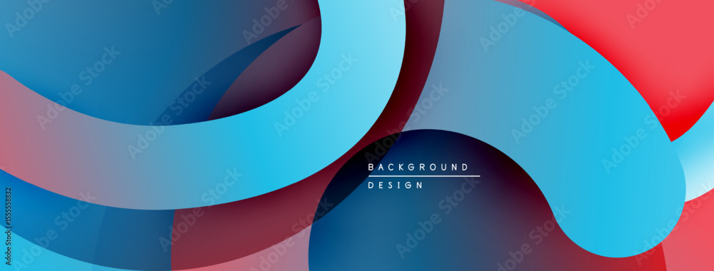 Aufkleber Abstract fluid shapes overlap. Blue, red, purple gradients create dynamic composition. Modern design element for backgrounds.