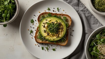 Modern Plant-Based Toast Concept Centered with Clean Composition