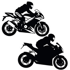 Fototapeta premium Motorcycle Rider Silhouette Set – Sport Bikes