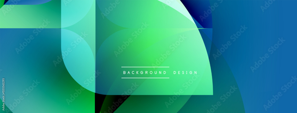 Poster Abstract gradients blend, forming geometric shapes. Vivid blues, greens dominate composition. Modern design element for digital projects.