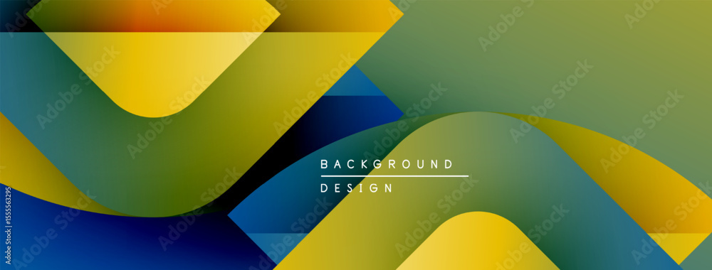 Poster abstract fluid shapes overlap, creating vibrant color gradients. yellow, blue, green hues blend seam
