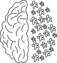 Brain Hemisphere with Flowing Flowers Concept