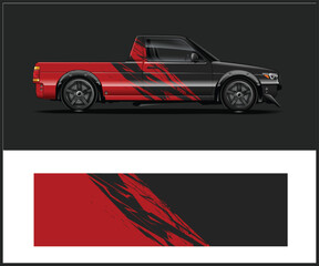 Red and Black Graphic Truck Wrap Design Digital