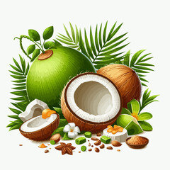 young coconut illustration 