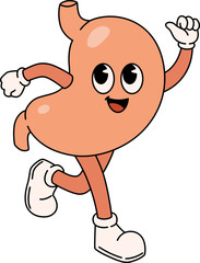 Happy Retro Stomach Character

