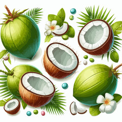 young coconut illustration 