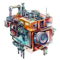 Dynamics Processor, watercolor drawing vector, isolated on a white background.