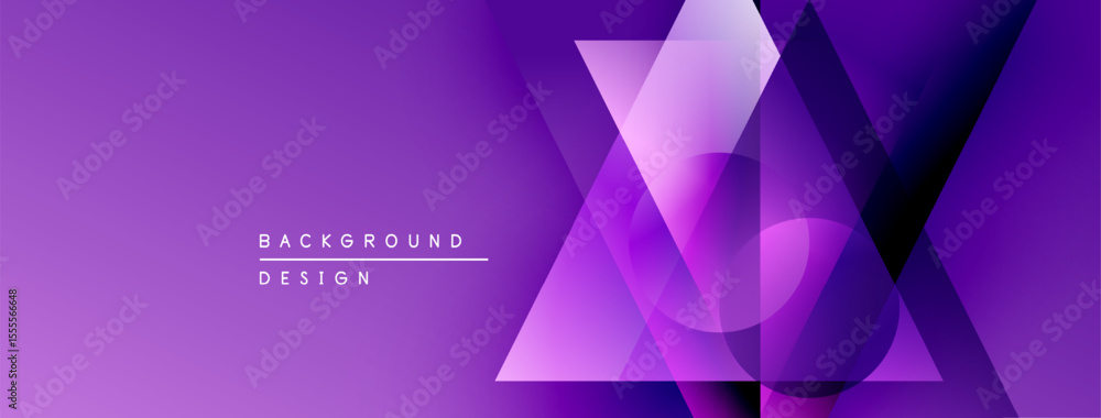 Aufkleber Purple gradient background features abstract geometric shapes. Overlapping triangles create dynamic visual effect. Modern design elements present.