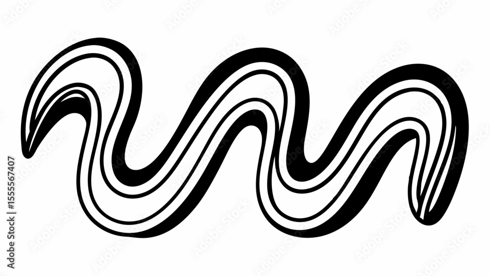 Poster black wavy lines design with multiple curves and rounded ends in a simple graphic illustration creat