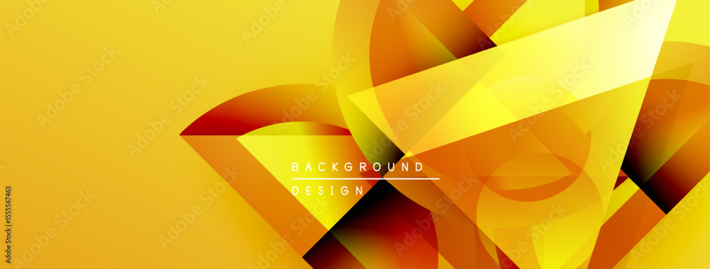 Aufkleber Bright yellow abstract background. Overlapping shapes create dynamic visual effect. Modern design elements present warm color palette.