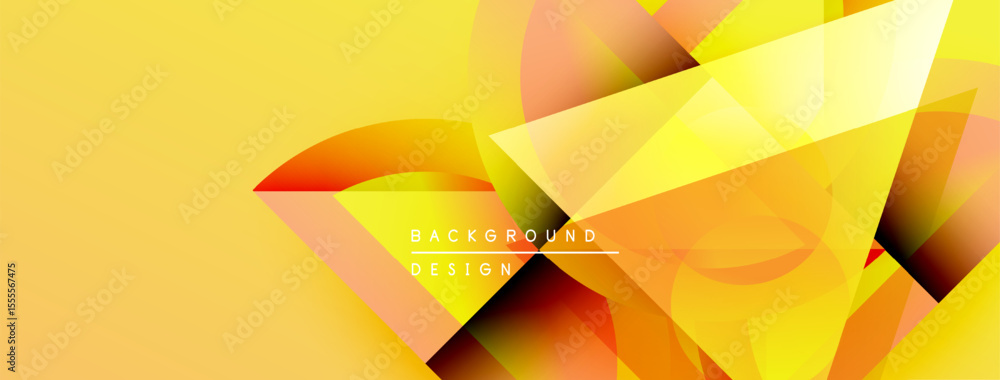 Poster Abstract yellow design features overlapping geometric shapes. Warm tones create dynamic visual effect. Modern background for presentations.