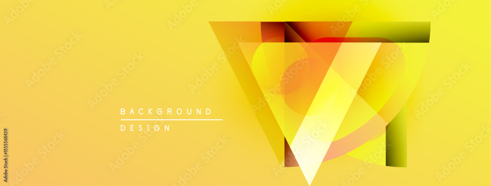 Poster Abstract yellow design features layered geometric shapes. Bright gradients create dynamic visual effect. Modern background for presentations.