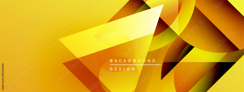 Poster Abstract yellow design features geometric shapes, gradients. Modern background with dynamic composition, vibrant colors.