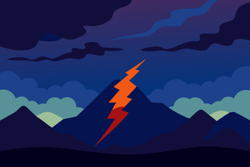 Illustration of an airplane flying over a snowy mountain landscape under a blue sky
