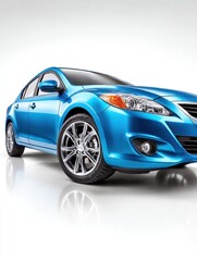 Blue car on white background